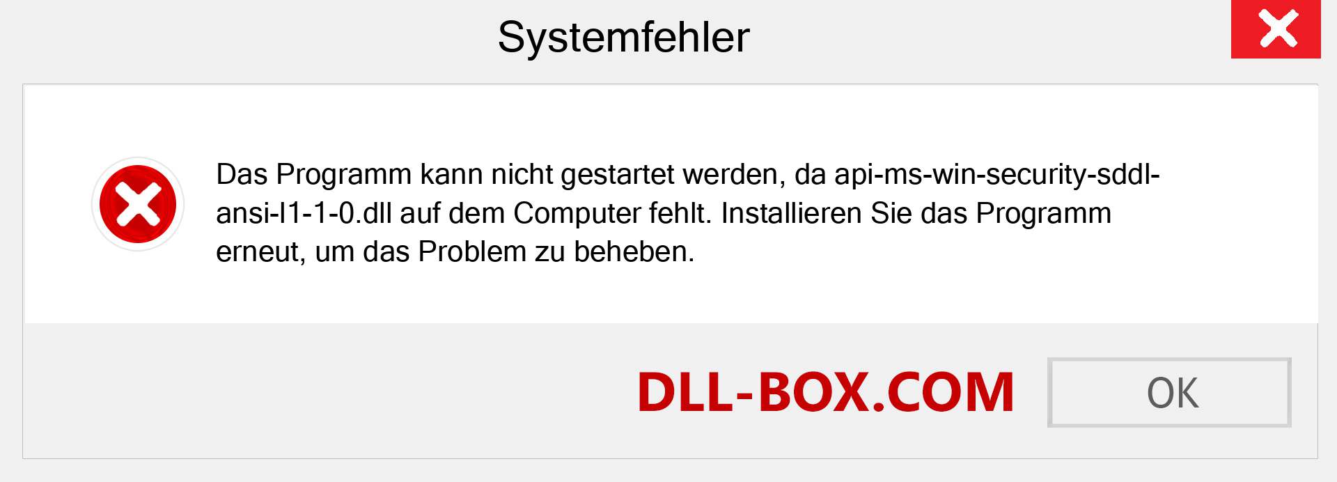 api-ms-win-security-sddl-ansi-l1-1-0.dll-Datei fehlt?. Download für Windows 7, 8, 10 - Fix api-ms-win-security-sddl-ansi-l1-1-0 dll Missing Error unter Windows, Fotos, Bildern